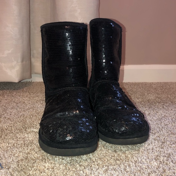Black Sequin Uggs (Classic Short Cosmos Sequin) - Picture 4 of 7